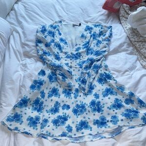 RIXO Blue Floral Patterned Dress